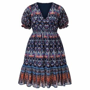 Old Navy Waist Defined Aztec Southwestern Midi Dress Chiffon Pockets Size 3X